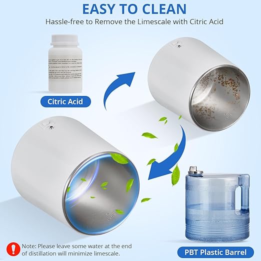 4L Water Distiller,Household Stainless Steel Distilled Water Purifier,Countertop Distilled Water Maker,4 Litre Distilled Water Machine for Home.White Plastic Jug.