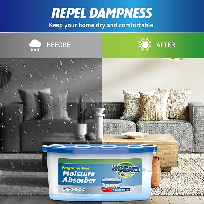 Moisture Absorbers, 12 Pack, Compact Dehumidifier for Closet, Efficient Humidity Absorber Boxes, Moisture Absorber for Closet, Odor Eliminator with Ocean Fragrance, Navy Blue, 6.4oz, 300ml