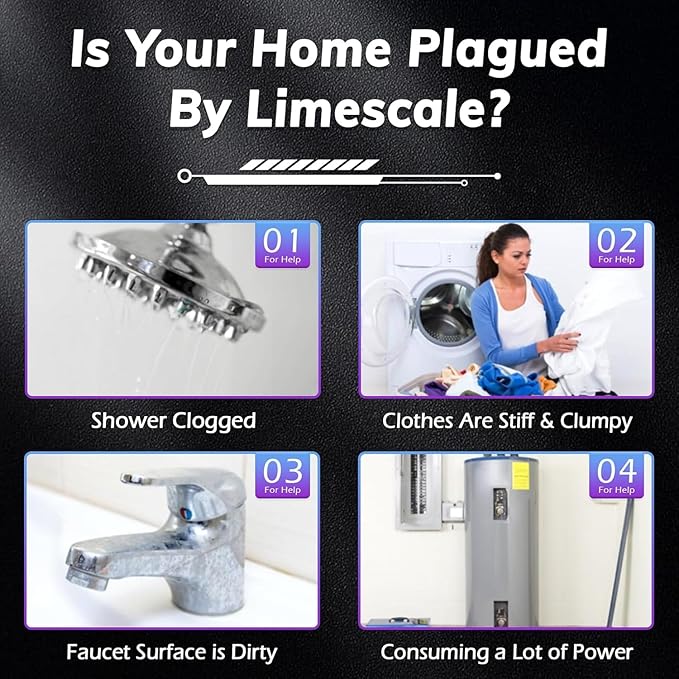 Salt Free Water Descaler, Water Heater Softener, Prevent Scale Buildup On Water Heaters, Faucet, Smart Toilet & Washer, Scale Inhibitor Inline System, 3-Year Durability, 1/2" Connector