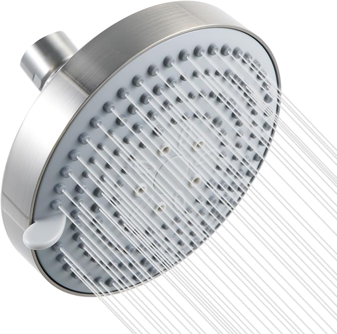 OFFO Shower Head, High Pressure Shower Head with 6 Mode, Fixed Showerheads for Strong Water Flow & Relaxing Shower Experience, Brushed Nickel