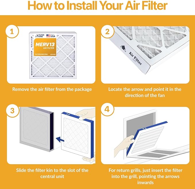 Filter King Air Filters 23.5x30.75x1 | 12 Pack | MERV 13 | HVAC Pleated AC Furnace Filters | Air Purifier | Replacement Filters for Clean, Healthy & Fresh Environment| MADE IN USA