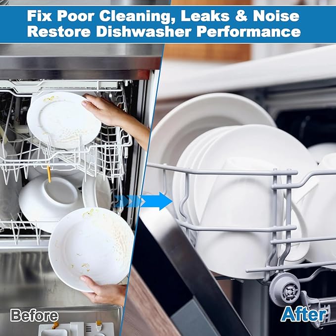 154568002 Dishwasher Lower Spray Arm Assembly with 5304518968 Support & 5304506518 Trap Drain Filter Replacement for Frigidaire Electrolux Kenmore Dishwasher 1545680 5304517203 154568001 154414101