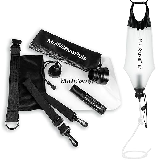 Gravity Water Filter Straw, Camping Water Filtration System with Purifier, Water Purifier Survival for Travel,Camping,Hiking and Emergency Survival Kit,No Expiration Date,Reusable,3L,White