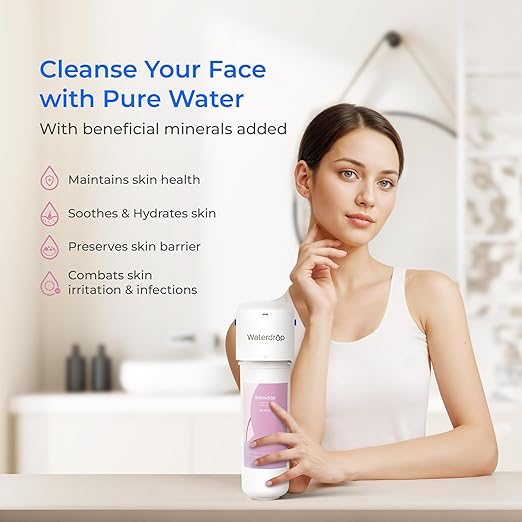 Waterdrop Water Filter for Bathroom for Face Care, Reduces Chlorine, Scale in Water, Reduces Skin Redness and Irritation, 4-Stage Filtration, WD-BFU2, for Cold Water Supply Only