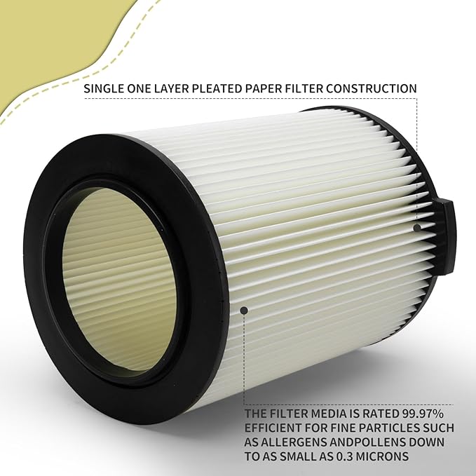 VF4000 Replacement Filter for Ridgid 72947 Wet Dry Vac 5 to 20-Gallon 6-9 Gal Husky Craftsman 17816 Vacuum Compatible WD5500 WD0671 WD1270 RV2400A RV2600B Washable & Reusable Standard Wet/dry Vac Filt