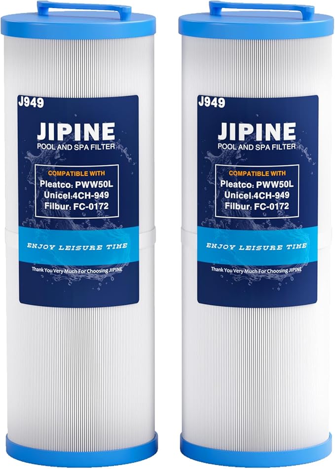 4CH-949 Spa Filter Replacement for Pleatco PWW50L, FIL50-5D13H15FCT-3, Filbur FC-0172, SD-01143, 817-4050, Compatible for Waterway Teleweir 50, Rising Dragon 50, Hot Tub Filter 2 Pack