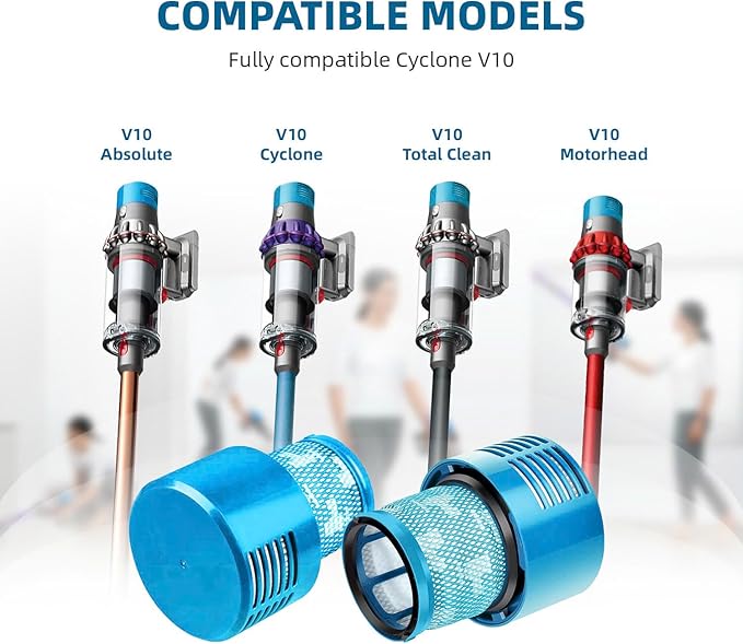 Dyson V10 Filter, 2-Pack Premium True HEPA Replacement Filters for Dyson V10 Series, Dyson-V10 Absolute, V10 Allergy, Dyson-V10 Animal, V10 Motorhead, V10 Total Clean, Dyson-SV12 V10, Part # 969082-01