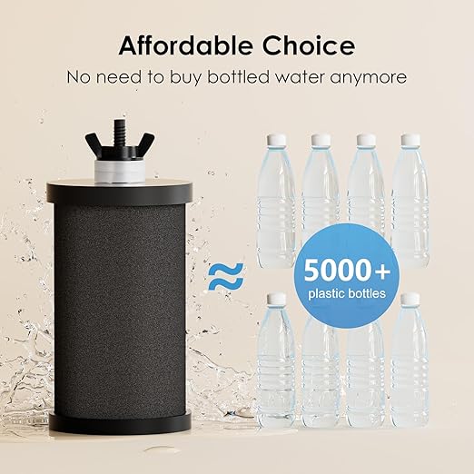 2.25G Gravity Water Filtration System - Water Level Window、8-Stage 0.01μm Ultra-Filtration,18/8 Stainless Steel Countertop System - Reduce Up to 99.9% Chlorine, for Home, RVing, Camping