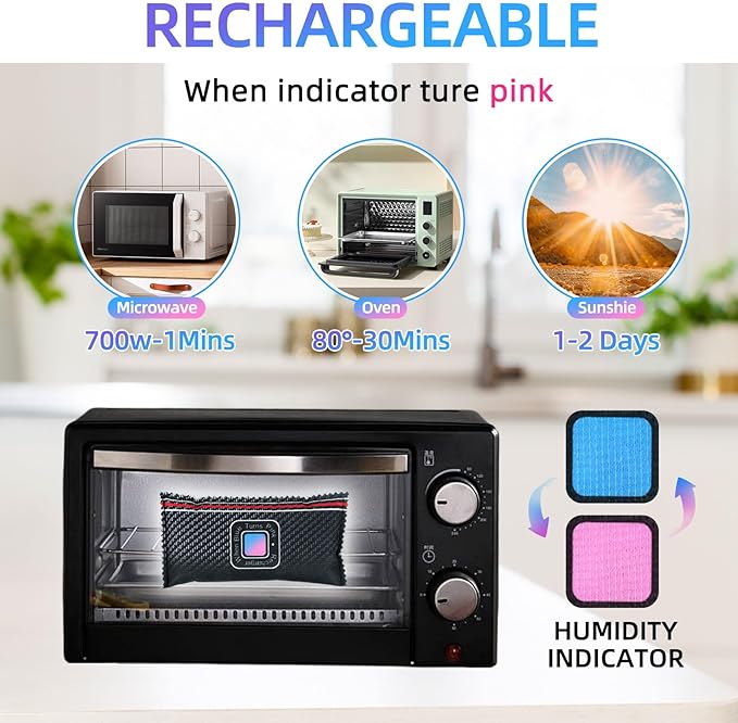 10 Pcs Rechargeable Desiccant Packs for Storage Silica Gel Packets Dry Moisture Absorbers Bags Reusable Desiccant Car Dehumidifiers Bags for Gun Safe Closet Basement Car Tool Box (200g)