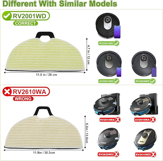 RV2000WD Replacement Parts for Shark RV2002WXUS RV2002WD RV2001DRUS RV2001WD AV2001WD Mop Brush Filter Kit with Shark AI Robot Vacuum Cleaner, 1 Brushroll, 2 Filters, 4 Mop Pads, 6 Side Brushes