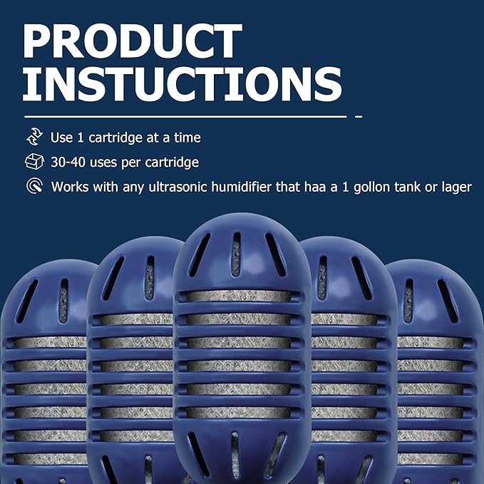 Funmit Demineralization Cartridge for HoMedics Ultrasonic Humidifiers, 20-Pack Demineralization Cartridges Filter Replacement, Prevents Hard Water Build-Up, Filters Mineral Deposits, Purifies Water