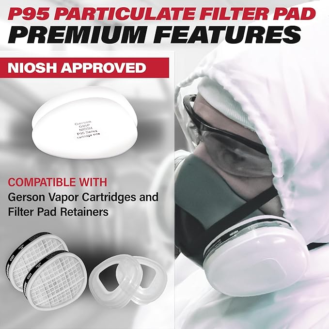 GERSON Respirator Mask, N95 Mask Replacement Filter & Pad Retainers