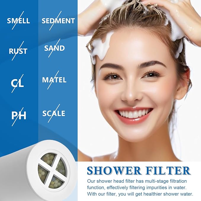Muvxeznli（A-01）Replacement Shower Filter Cartridge Compatible with Afina Filtered Shower Head,Water Softener Filter for Hard Water Reduce Chlorine and Harmful Substances（4Pack）