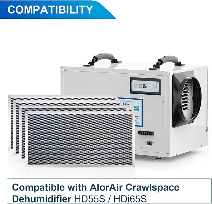 4 Pack MERV-8 Filter Replacement Set Compatible with AlorAir Crawlspace Dehumidifier HD55S/HDi65S/Sentinel HD55/Sentinel HDi65