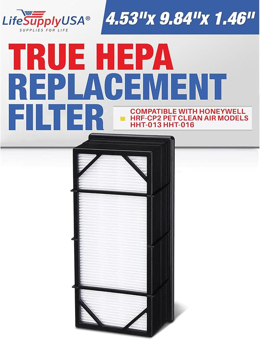 LifeSupplyUSA True HEPA Filter Replacement and 2 Odor Pre-Filters Compatible with Honeywell HRF-CP2 Pet Clean Air Models HHT-013 HHT-016