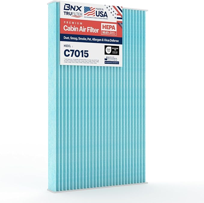 BNX TruFilter C7015 Cabin Air Filter, HEPA 99.97%, MADE IN USA, Compatible With Saab: 9-3, 9-3X