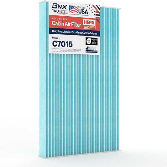 BNX TruFilter C7015 Cabin Air Filter, HEPA 99.97%, MADE IN USA, Compatible With Saab: 9-3, 9-3X