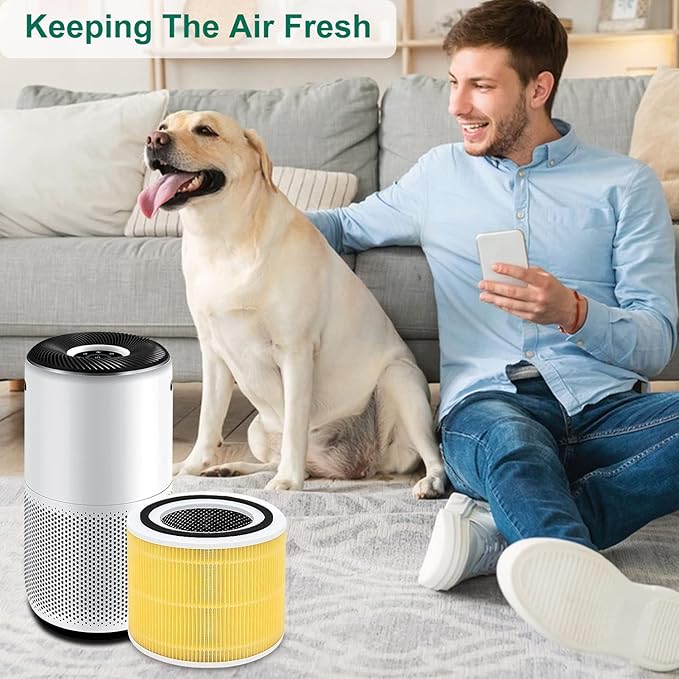 4 Pack Core 300/Core P350 Compatible with LEVOIT Core P350/Core 300 and Core 300S, Grade True Filter High-Efficiency Activated Carbon, Compare to Part # Core 300-RF (Yellow-4 Pack)