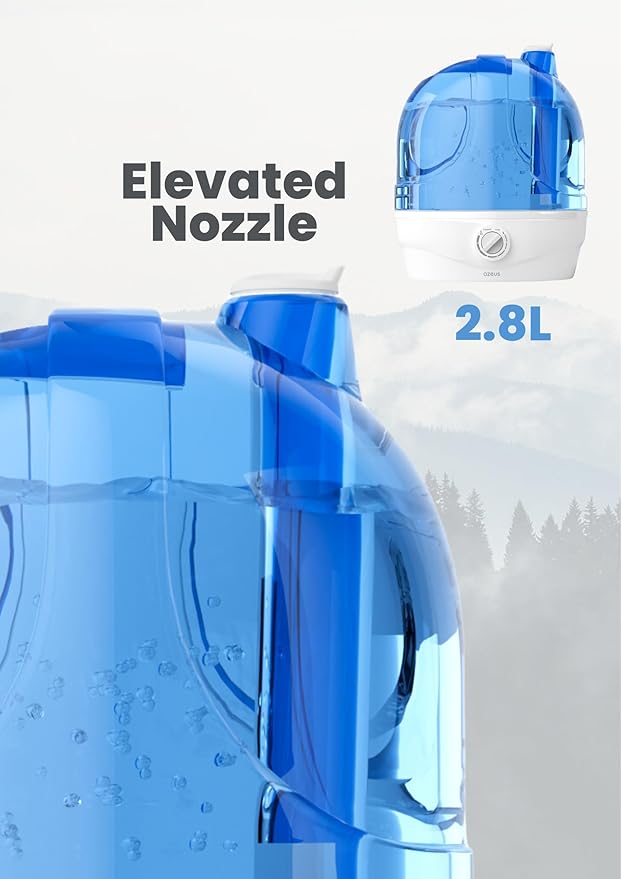 AZEUS Humidifiers, 2.8L Ultrasonic Cool Mist Humidifier for Large Room Babies Office, Quiet Humidifiers with Microporous filters, Lasts up to 50 Hours, Auto Shut-Off (BPA-Free)