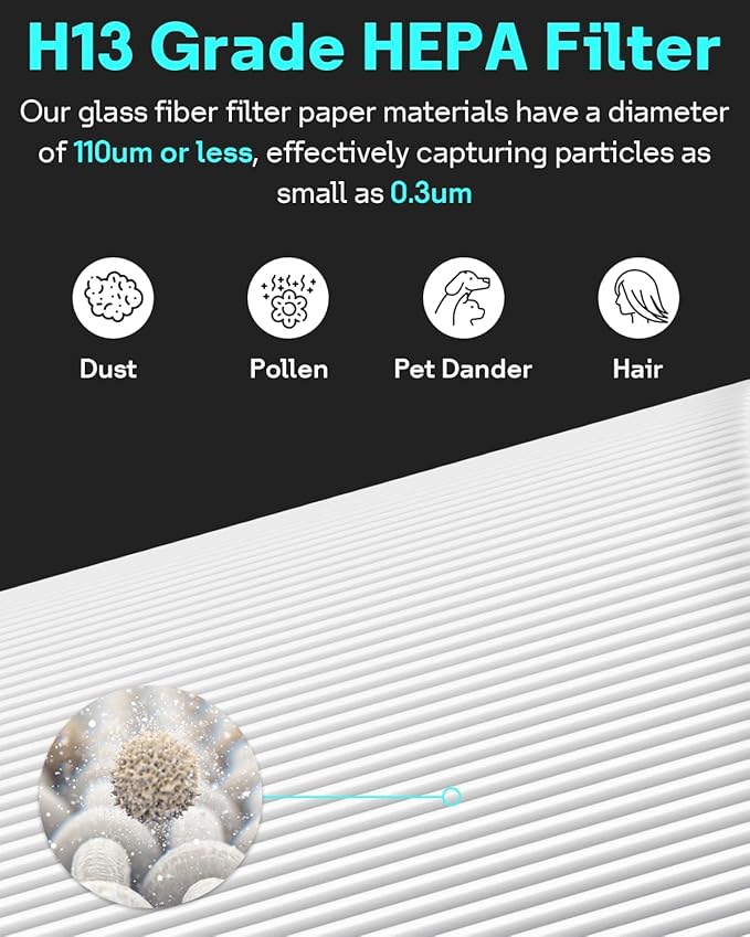 Leemone 411i Max & 411a Max SmokeBlock Replacement Filter Compatible with Blueair 411i Max & 411a Max Air Purifier, Blue Pure F4MAX, 2 Pack