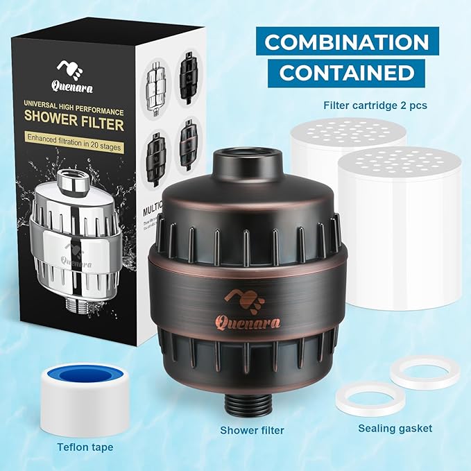 Upgrade Shower Filter,20-Stage Shower Head Filter with 2 Replaceable Filter Cartridges,High Output Shower Water Filter for Removing Chlorine and fluoride-Oil Rubbed Bronze