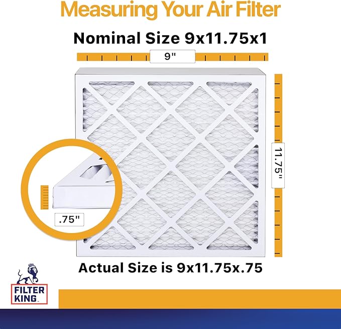 Filter King Air Filters 9x11.75x1 | 12 Pack | MERV 13 HVAC Pleated AC Furnace Filters | Air Purifier | Replacement Filters for Clean, Healthy & Fresh Environment | MADE IN USA