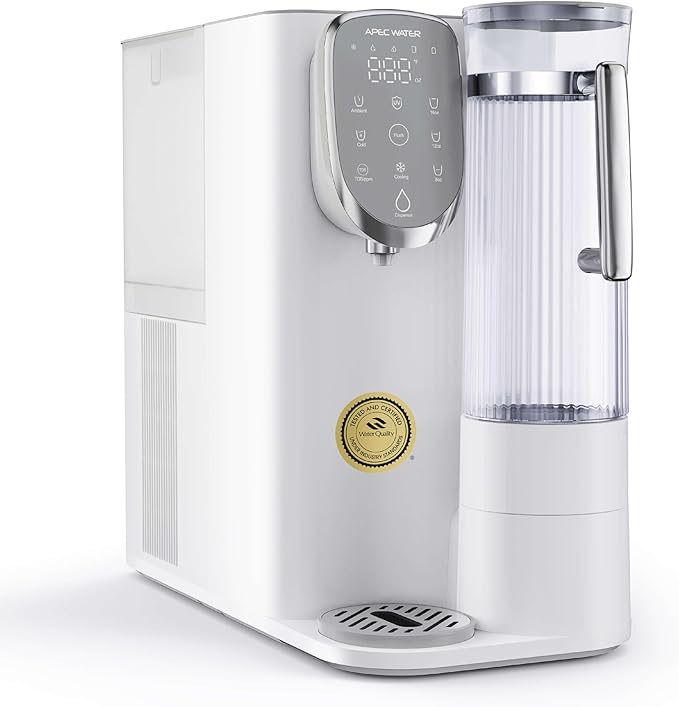 Countertop Reverse Osmosis Water Filter, Chills Purified Water 40°F, 6 Stage w/UV RO Filtration System, Removable Water Pitcher, Removes 1K+ Impurities NSF 372 & 58, Large Capacity & Quick Dispense