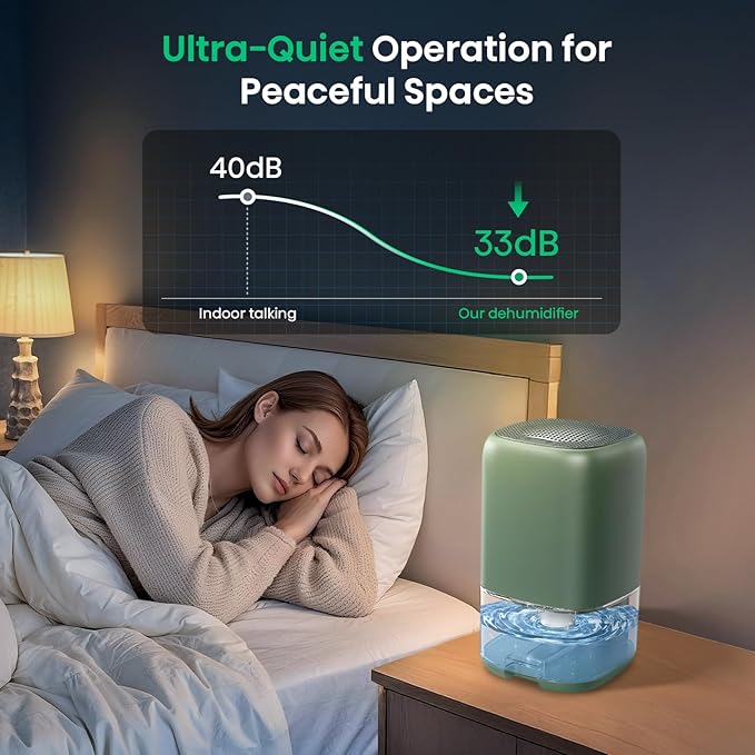 Dehumidifier,30 OZ Small Quiet Dehumidifiers with Auto Shut Off for Home, Portable Dehumidifiers for Bedroom, Bathroom, RV, Closet, Mini Dehumidifier with Colorful LED Lights & Simple Touch Control