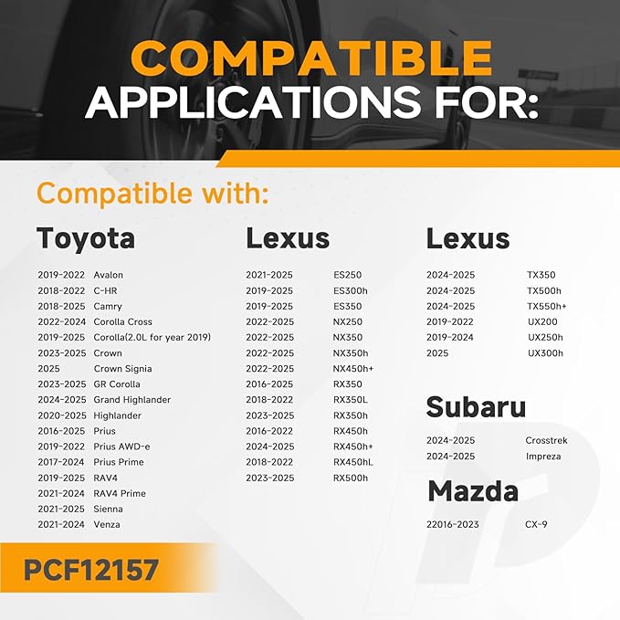 Cabin Air Filter Compatible with 2016-2025 Toyota Lexus CHR CX9 Camry Corolla Corolla Cross Crosstrek ES350 Highlander Prius RAV4 RX350 Sienna, w/Activated Carbon replaces CF12157 871390E040