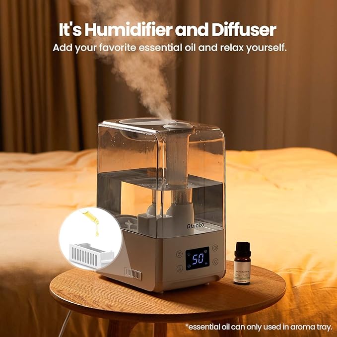6.5L Smart Humidifiers for Large Room Bedroom Home, Cool Mist Ultrasonic Vaporizer, Auto Humidify Control for Baby and Plants, Essential Oil Diffuser with Night Light, Timer