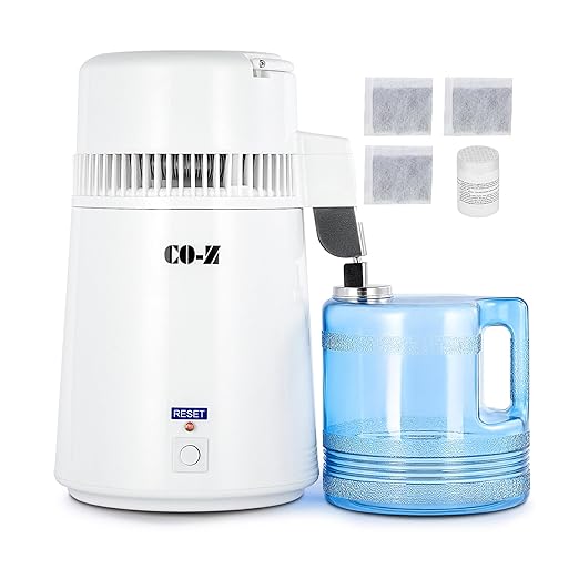 CO-Z 1.1 Gallon Water Distiller, 750W Countertop Home Office Countertop Distiller Water Making Machine, 4L Distilled Clean Water Maker, Distill Distilling Water Purifier Distillers, Pure Water Maker