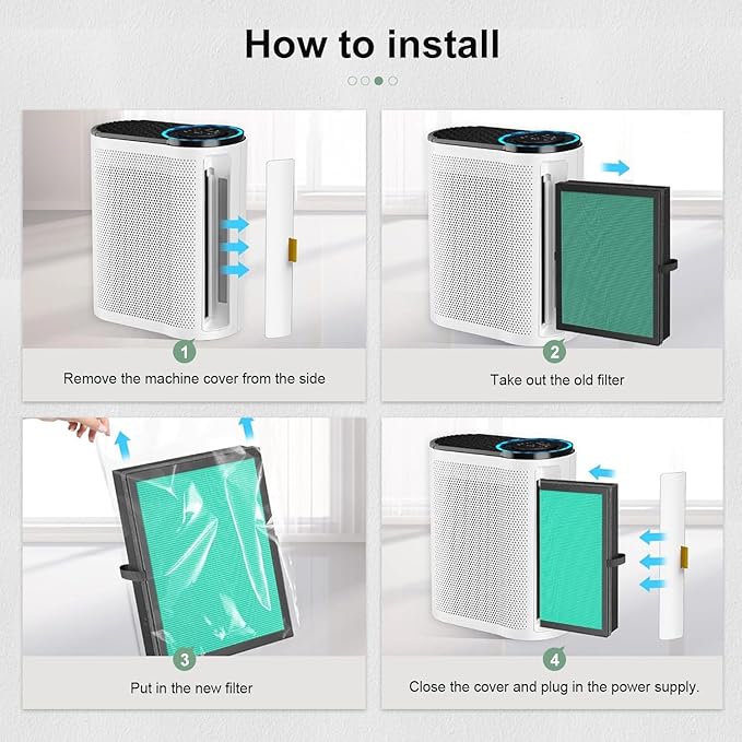 2 Pack MK04 Air Filter Replacement Compatible with AROEVE MK04 MG04JH Air Puri-Fier, 4-in-1 High-Efficiency Pollen Pet Dander Hair Filter Suitable- Pet Dander Version