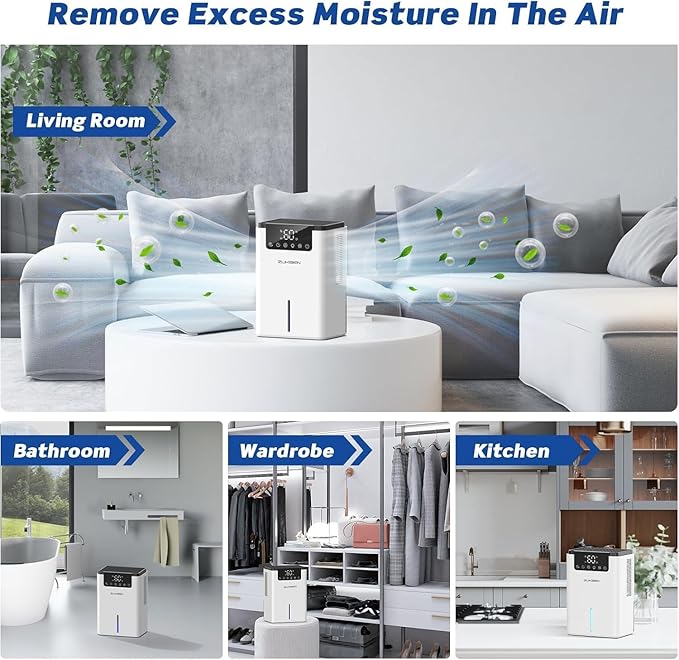 Dehumidifiers(75OZ) for Home,Small Dehumidifier for Bedroom with 2 Dehumidification Modes,Auto Defrost,12 Timer, Portable Quiet Dehumidifiers for Home,Basement,Bathroom,RV