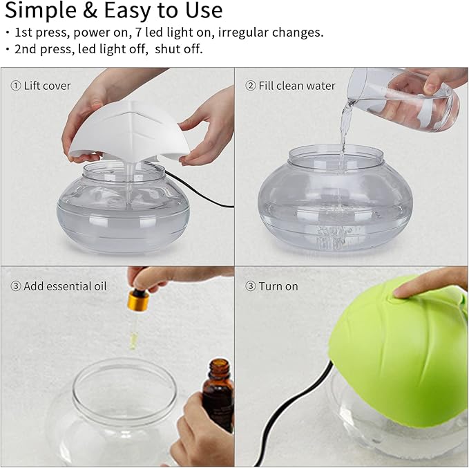 Water-Based Purifier Air Washer, Air Revitalizer & Freshener, Air Fresher with 7 LED Color Changing Light for Rooms (Green)