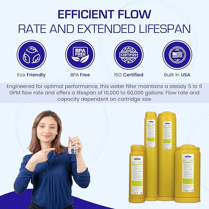 Crystal Quest Lead Water Filter Cartridge – Advanced Lead & Cyst Filtration, Durable PP Build, Steady Flow, Easy Installation, Long-Lasting Use, Fit for Crystal Quest Systems - 2-7/8" x 20"