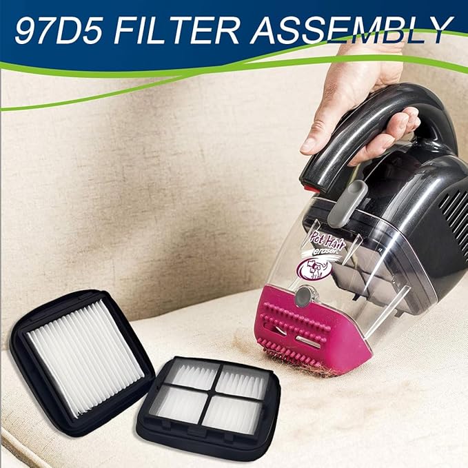 NKA 97D5 Pet Hair Eraser Filter Replacement, Compatible with Bissell Pet Eraser Corded Handheld Vacuum 33A1, 35V4, 47R5 Series, Replace Part #2037416, 2031432 (2 Pack)
