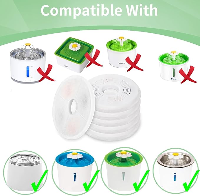 16 Pack Cat Water Fountain Replacement Filters Fit for 3L Flower Water Dispenser Automatic Pet Dog Cat Fountain Filter