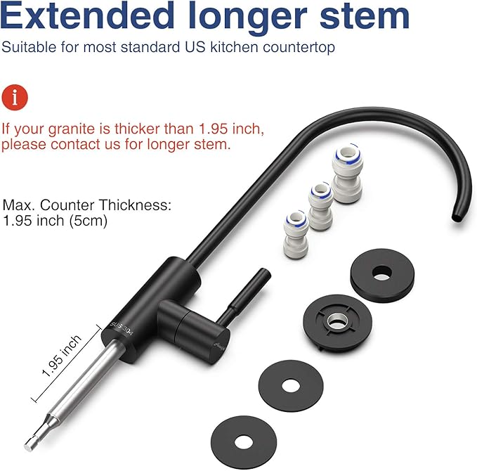 Frizzlife RO Water Filter Faucet- Drinking Water Faucet fits Most Reverse Osmosis System & Water Filtration System-SUS304 Stainless Steel, Black