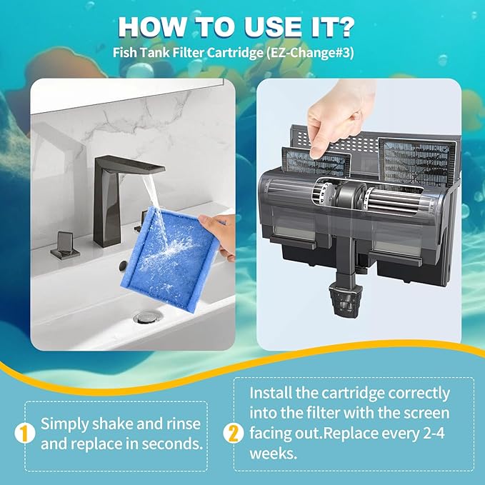 Aquarium Filter Cartridge 16 Pack Rite-Size C & EZ-Change #3 Fish Tank Filter Cartridge Replacement Compatible with PRO Power Filters 275/375 /Power Filters 200/350