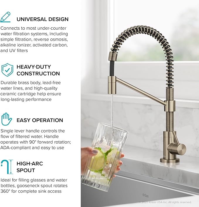 KRAUS Bolden Single Handle Drinking Water Filter Faucet for Reverse Osmosis or Water Filtration System in Spot-Free Antique Champagne Bronze, FF-104SFACB