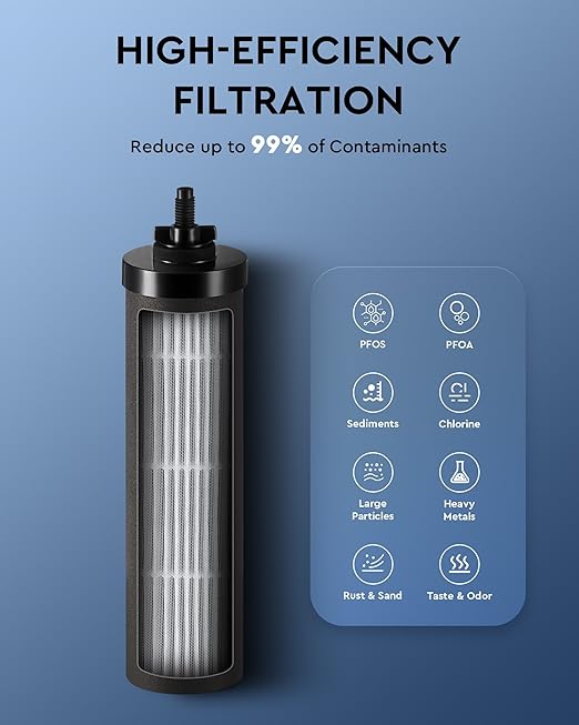 CO-Z Water Filter Replacements, 2 Activated Carbon Water Filters for Gravity Filtration System, Black Purification Elements Purifier Replacements for Home Travel Outdoor, NSF/ANSI 42 Certified