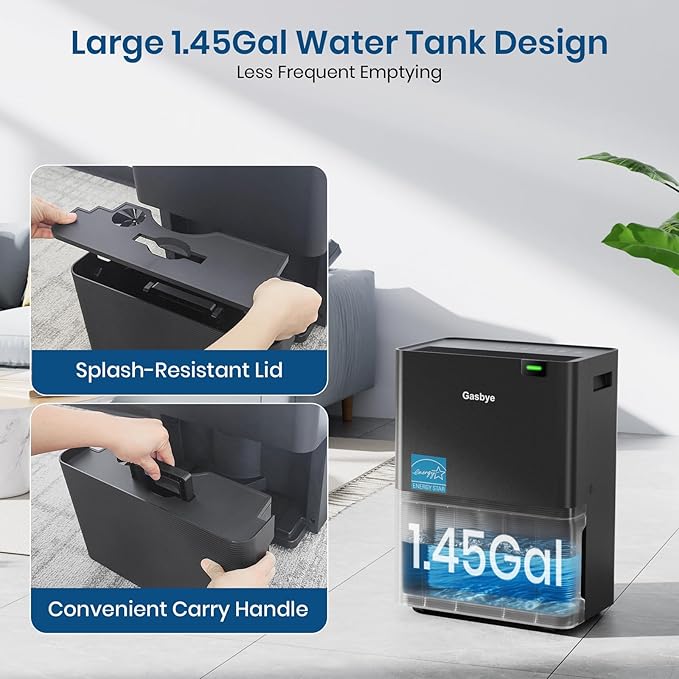 4500 Sq.Ft. Most Efficient Energy Star 2024 Dehumidifier for Basement with Drain Hose, Max 75 Pints/D Dehumidifier for Large Room, [43dB Quiet Compressor], Easy Drainage, Auto-restart, Black