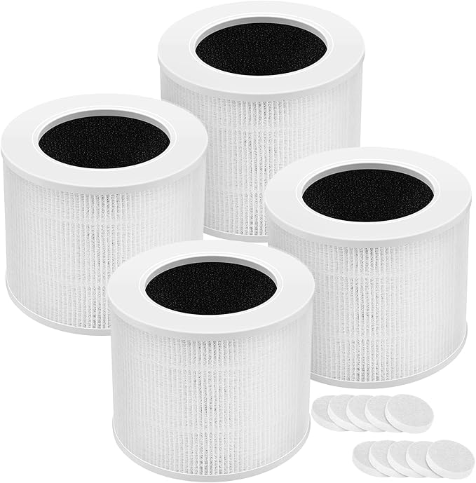 4-Pack Core Mini Filter Compatible with LEVOIT Core Mini Air Purifier, 3-in-1 High-Efficiency Activated Carbon Pre-filter for LEVOIT Core Mini Replacement Filter, Core Mini