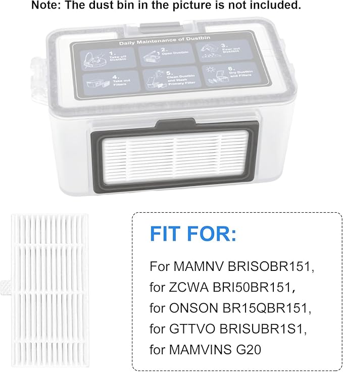 Filters For MAMNV BR150/BR151 For ZCWA BR150/BR151 For ONSON BR150/BR151 For GTTVO BR150/BR151 Robot Vacuum Cleaner, Vacuum Cleaner Filters Replacement Kits(10PCS)