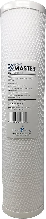 Home Master Whole House 4-Layer Sediment 25 to 1 Micron, Iron, Radial Flow GAC Carbon, 2 orings & Grease, 15gpm, Replacement Filter Set CsetBB3SmgFeC 20x4.5
