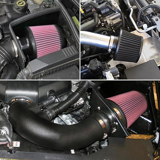 RULLINE 76mm 89mm 102mm Air Filter 3" 3.5" 4" Cold Air Intake Universal Clamp-On Air Filter Three Different Size High Flow Round Tapered Cone Cool Cleaner Red