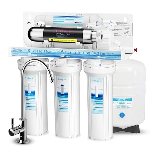 Geekpure 6 Stage Reverse Osmosis RO Drinking Water Filter System with UV Filter-75GPD