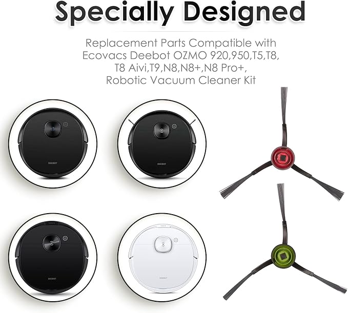 (10 Pieces) N10 Side Brush Replacement Parts for Robot Vacuum Ecovacs DEEBOT OZMO N10 N10 Plus 920 950 T8 AIVI Max T9 T5 N5 N7 N8+ N8 Pro N8 Pro DX55 DX93 DJ65 Side Brushes 5 Pairs s