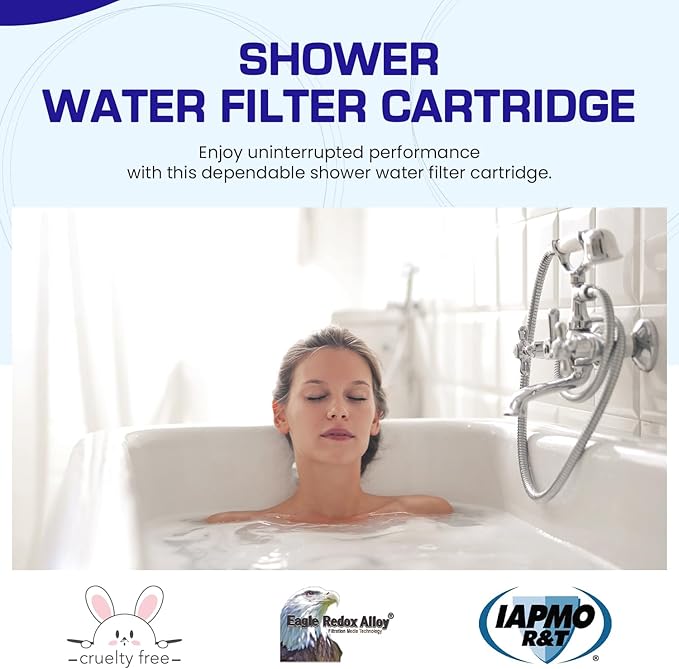 Crystal Quest Shower Filter Replacement Cartridge - Removes Chlorine and Contaminants for Cleaner Water - Durable BPA-Free - Built in the USA - Fits Crystal Quest Shower Filters [Pack of 6]