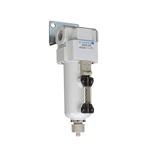 PneumaticPlus SAFM300-N03B-MEP Compressed Air Coalescing Filter, 0.1 Micron, 3/8" NPT - Metal Bowl, Manual Drain, Bracket